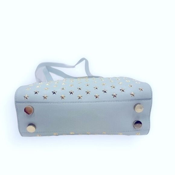 Auth Jimmy Choo Light Blue Star Studded 2way Mini Riley Satchel Top Hanfle Tote - Picture 7 of 15